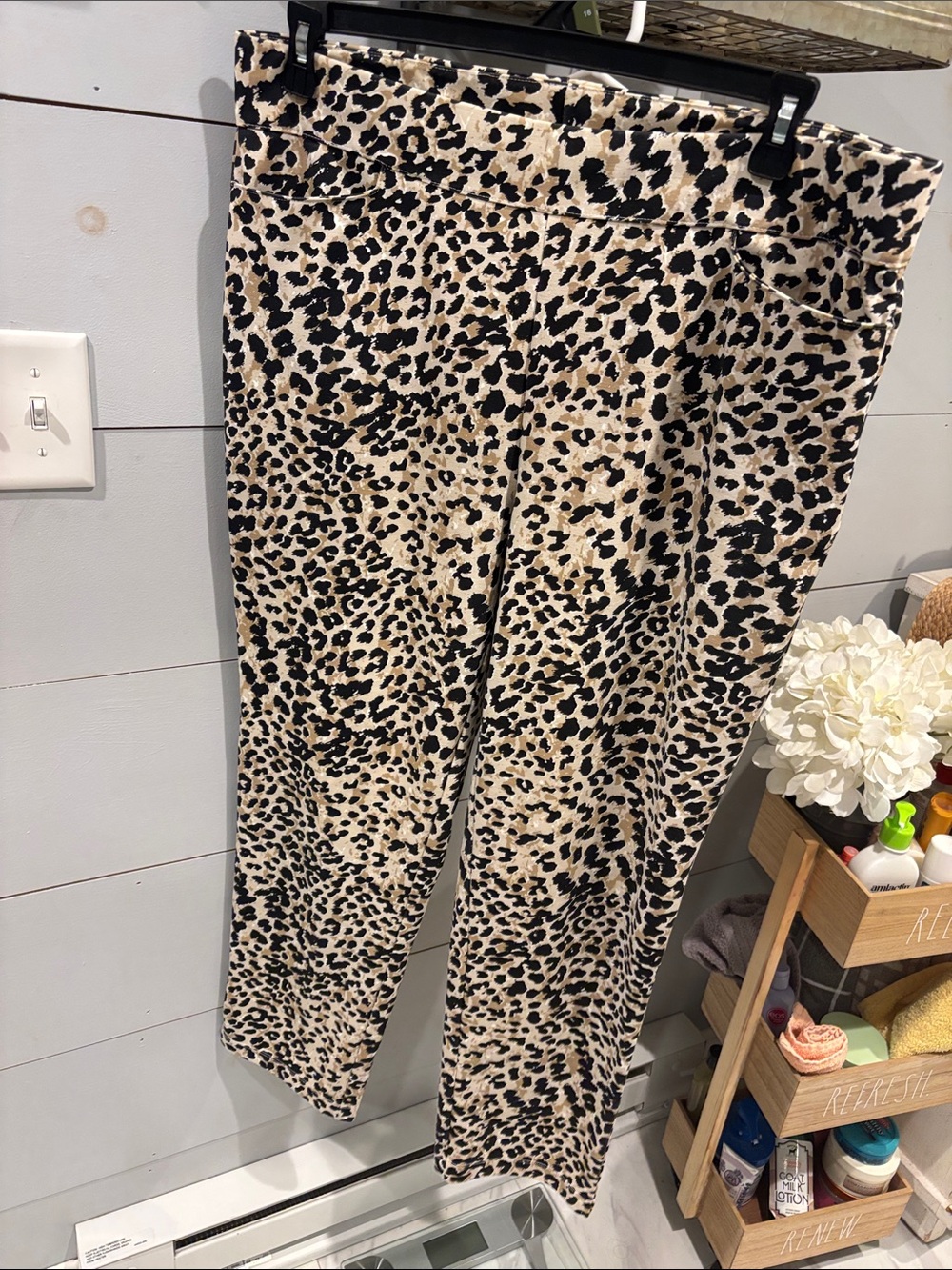 Chico's Beige and Black Leopard Print Straight Leg Pants